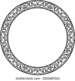 Vector monochrome round oriental ornament. Arabic patterned circle of Iran, Iraq, Turkey, Syria. Persian frame, border. For sandblasting, laser and plotter cutting.