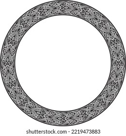 Ornamento oriental monocromo vectorial. Círculo con patrones árabes de Irán, Irak, Turquía, Siria. Marco persa, frontera. Para el deslizamiento de arena, láser y corte de trazador.
