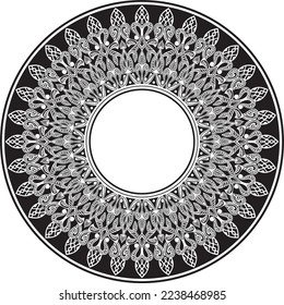 Vector monochrome round oriental ornament. Arabic patterned circle of Iran, Iraq, Turkey, Syria. Persian frame, border. For sandblasting, laser and plotter cutting.