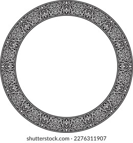 Vector monochrome round oriental ornament. Arabic patterned circle of Iran, Iraq, Turkey, Syria. Persian frame, border. For sandblasting, laser and plotter cutting.
