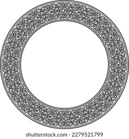 Vector monochrome round oriental ornament. Arabic patterned circle of Iran, Iraq, Turkey, Syria. Persian frame, border. For sandblasting, laser and plotter cutting.
