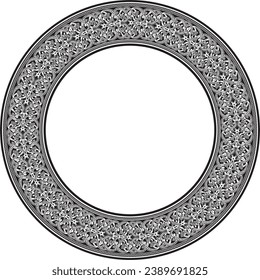 Ornamento oriental monocromo vectorial. Círculo con patrones árabes de Irán, Irak, Turquía, Siria. Marco persa, frontera. Para el deslizamiento de arena, láser y corte de trazador.
