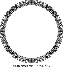 Vector monochrome round ornament of Native Americans, Aztecs. Circle border of the tribes of South and Central America.