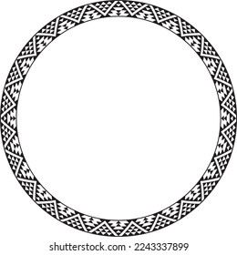 Vector monochrome round ornament of Native Americans, Aztecs. Circle border of the tribes of South and Central America.