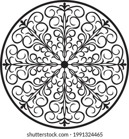 Vector monochrome round ornament. Pattern circle, lace for laser and plotter cutting, sandblasting
