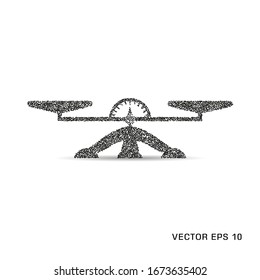 Escala monocromática vectorial con indicador y flecha. Icono de objeto en un fondo aislado.