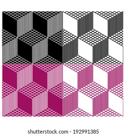 vector monochrome seamless 3d cube pattern