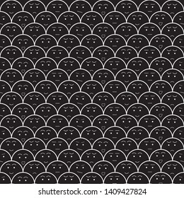 Vector monochrome seamless background with faces. Different emotions, Background for kids