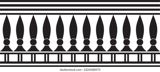 Vector monochrome seamless Egyptian border. Endless black Ornaments of Ancient Egypt. Geometric African frame.