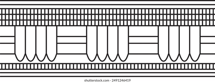 Frontera egipcia monocromática sin costuras de Vector. Interminables adornos negros del antiguo Egipto. Marco geométrico africano.