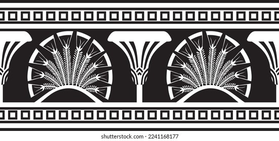 Vector monochrome seamless Egyptian ornament. Endless border, Ancient Egypt frame. Suitable for sandblasting, laser and plotter cutting.
