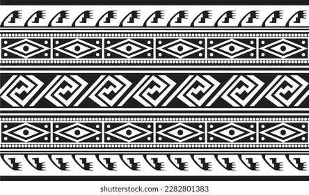 Vector monochrome seamless Native American border. Endless pattern of indigenous peoples of America, Aztecs, Mayans, Incas. Native American ornament