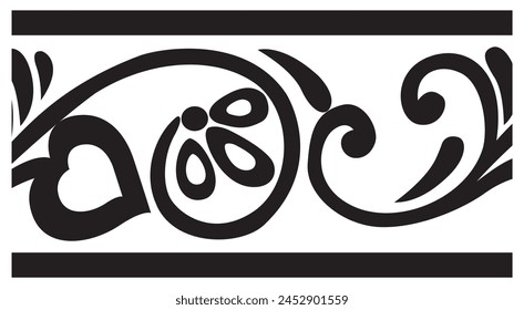 Vector monochrome seamless oriental national ornament. Border, frame of the Roman Empire.