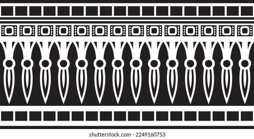 Vector monochrome seamless ornament of ancient Egypt. endless Border, frame in the pyramids.
