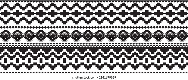 Vector monochrome seamless ornament of Native Americans, Aztecs. Endless border of the tribes of South and Central America.
