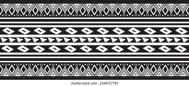 Vector monochrome seamless ornament of Native Americans, Aztecs. Endless border of the tribes of South and Central America.