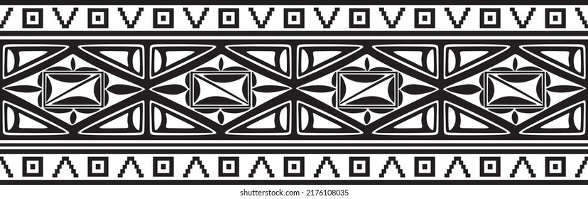 Vektormonochrome nahtlose Ornament der Indianer, Azteken. Endlose Grenze der Stämme Süd- und Mittelamerikas.