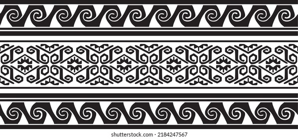 Vector monochrome seamless ornament of Native Americans, Aztecs. Endless border of the tribes of South and Central America.