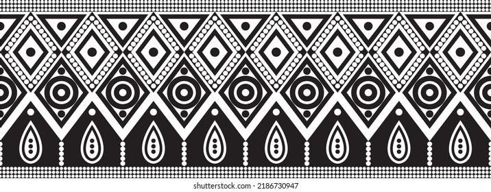 Vector monochrome seamless ornament of Native Americans, Aztecs. Endless border of the tribes of South and Central America.
