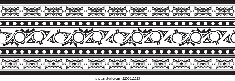 Vector monochrome seamless ornament of Native Americans, Aztecs. Endless border of the tribes of South and Central America.