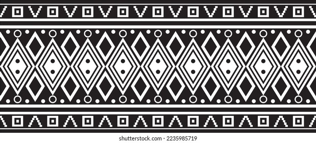 Vector monochrome seamless ornament of Native Americans, Aztecs. Endless border of the tribes of South and Central America.