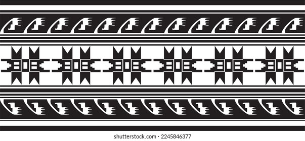 Vector monochrome seamless ornament of Native Americans, Aztecs. Endless border of the tribes of South and Central America.