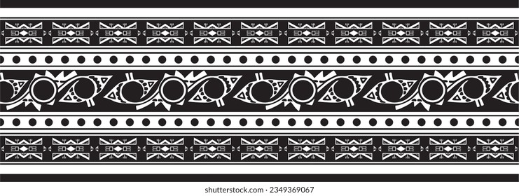 Vector monochrome seamless ornament of Native Americans, Aztecs. Endless border of the tribes of South and Central America.