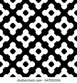 Vector monochrome seamless pattern. Abstract black & white geometric texture, simple linear figures, repeat tiles. Endless modern dark minimalist background, editable design element for prints, decor 