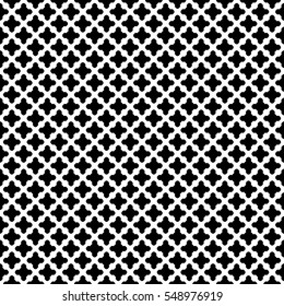 Vector monochrome seamless pattern. Abstract endless geometric texture, symmetric lattice, repeat tiles. Simple minimalist black & white background. Design element for prints, textile, fabric, cloth 