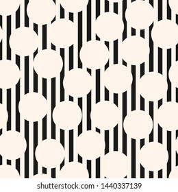 Vector monochrome seamless pattern. Black and white texture with stripes, lines, circles. Op art style. Abstract urban monochrome background. Repeat design for decor, print, wallpapers, textile, cover