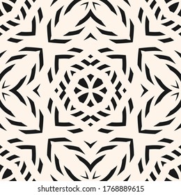 Vector monochrome seamless pattern. Black and white ornamental texture in oriental style. Abstract mosaic background. Endless geometric wallpapers. Design for prints, fabric, textile, napkin, decor
