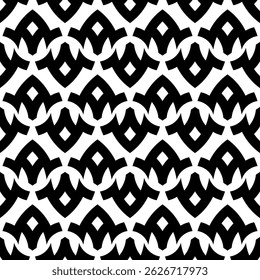 Vector monochrome seamless pattern, black and white repeat ornament texture. Vector illusstration EPS10