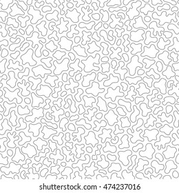 Vector monochrome seamless pattern, black contour wavy lines. Abstract endless ornamental texture, camouflage background, topographic map style. Design element for fabric, prints, textile, wrapping