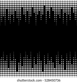 Vector monochrome seamless pattern with black & white dots. Illustration of sound waves. Dynamic visual effect, modern simple background. Geometric texture for prints, digital, cover, identity, web