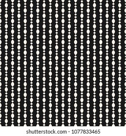 Vector monochrome seamless pattern with chains, beads, ovals. Stylish black and white abstract background. Luxury ornamental texture. Minimal repeat design for decor, fabric, carpet, furniture, cloth