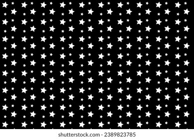 Vector. Monochrome seamless pattern of cosmic space with stars on night starry sky. Abstract background with dots. Falling snow on a black background. Decorative endless texture