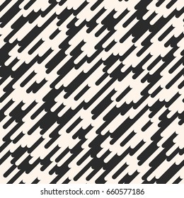 Vector monochrome seamless pattern, diagonal rounded lines, contrast black & white texture. Modern endless abstract background. Design element for prints, textile, digital, decor, cloth, furniture