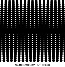 Vector monochrome seamless pattern, different sized circles & dots, vertical rows, black & white. Stylish repeat texture. Design for tileable print, stamping, decoration, web, digital, textile, cover