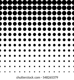 Vector monochrome seamless pattern, different sized circles & dots, black & white halftone transition. Modern endless texture. Useful for tileable print, stamping, decoration, web, digital, textile