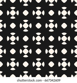Vector monochrome seamless pattern, dotted endless minimalist texture, simple dark abstract background with rounded figures. Repeat geometric tiles. Design for prints, textile, decor, covers, digital