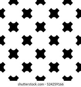 Vector monochrome seamless pattern, geometric minimalist texture, black crosses on white backdrop. Modern abstract repeat symmetric background. Design element for prints, decoration, digital, web