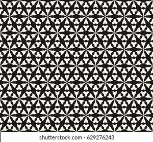 Vector monochrome seamless pattern, geometric texture, black & white simple abstract angles figures, repeat tiles, triangular grid. Modern symmetric background. Design for prints, decor, digital, web