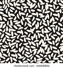 Vector monochrome seamless pattern, hand drawn chaotic smears and spots, stylish abstract background. Black and white repeat texture, design for prints, decor, textile, fabric, cloth, furniture, cover