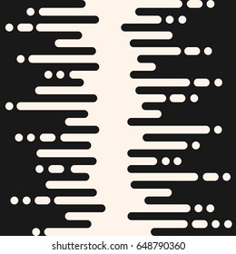 Vector monochrome seamless pattern, horizontal rounded lines, halftone transition, black & white dynamic waves. Modern abstract texture. Design element for prints, decor, cover, wrapping, digital, web