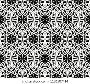 Vector monochrome seamless pattern. Modern geometric seamless pattern, simple black and white ornamental texture. Abstract repeat backdrop. Design for decor, prints, textile, furniture, cloth, digital