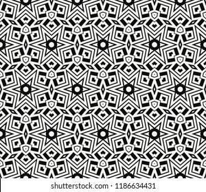 Vector monochrome seamless pattern. Modern geometric seamless pattern, simple black and white ornamental texture. Abstract repeat backdrop. Design for decor, prints, textile, furniture, cloth, digital