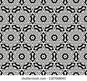 Vector monochrome seamless pattern. Modern geometric seamless pattern, simple black and white ornamental texture. Abstract repeat backdrop. Design for decor, prints, textile, furniture, cloth, digital