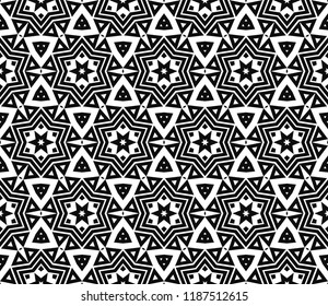 Vector monochrome seamless pattern. Modern geometric seamless pattern, simple black and white ornamental texture. Abstract repeat backdrop. Design for decor, prints, textile, furniture, cloth, digital