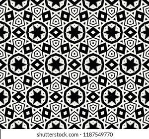 Vector monochrome seamless pattern. Modern geometric seamless pattern, simple black and white ornamental texture. Abstract repeat backdrop. Design for decor, prints, textile, furniture, cloth, digital