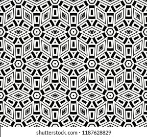 Vector monochrome seamless pattern. Modern geometric seamless pattern, simple black and white ornamental texture. Abstract repeat backdrop. Design for decor, prints, textile, furniture, cloth, digital